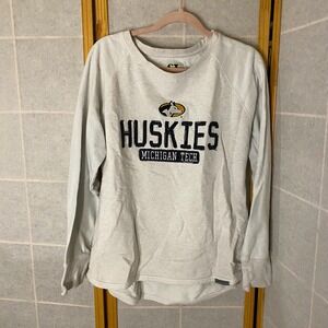 CI Sport Huskies Michigan Tech Sweatshirt Pullover Light Gray Women's XL Scoop